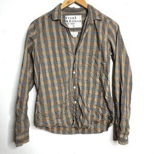 Frank & Eileen Barry Crinkle Black and Tan Long Sleeve Shirt Women Size XS